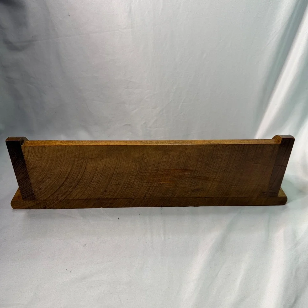 Vintage Solid Wood Wall Shelf Scalloped Floating Display Brown Farmhouse 16.5in
